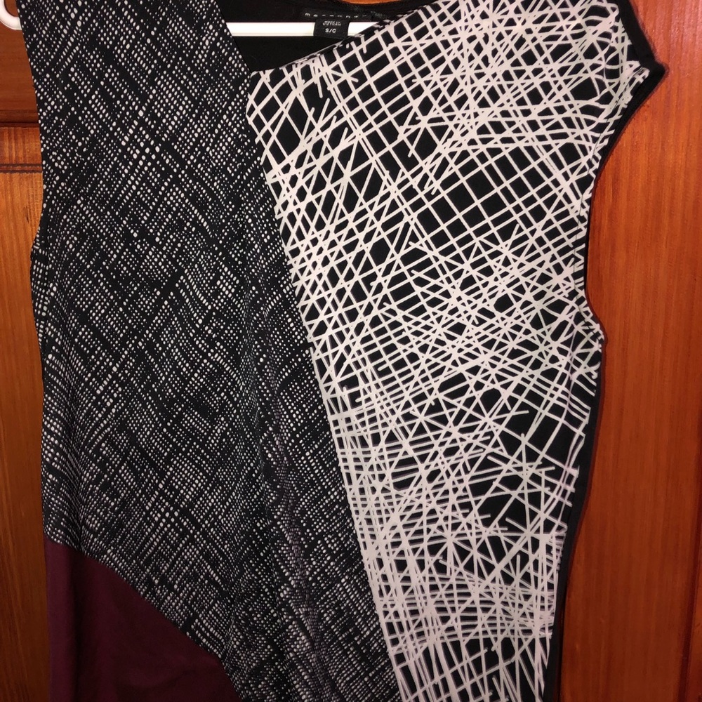 Maroon black and white abstract shirt